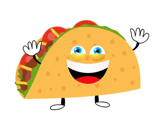Taco vector illustration in cartoon style. Taco mexican food. 