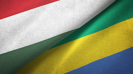 Hungary and Gabon two flags textile cloth, fabric texture