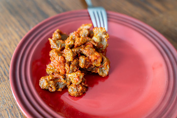Nigerian Spicy Chicken Gizzard in Pepper Sauce