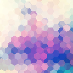 Fototapeta na wymiar Background made of pink, blue, purple, white hexagons. Square composition with geometric shapes. Eps 10
