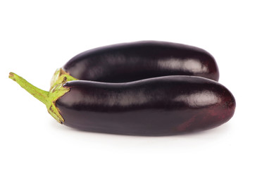 eggplant or aubergine and parsley leaf on white