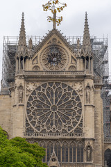 Fototapeta na wymiar Paris, France - 04 16 2019: The day after the fire at Notre-Dame Cathedral