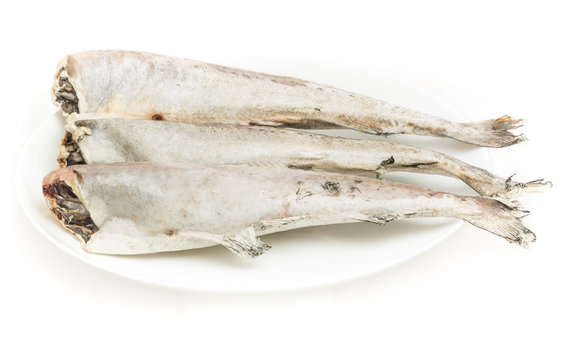 fish without head on a white background