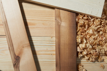 Texture of sawdust and boards