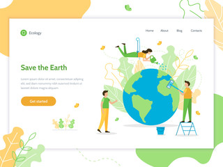 Save the Earth. Web banner design template. Flat vector illustration.