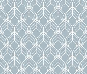 The geometric pattern with wavy lines. Seamless vector background. White and blue texture. Simple lattice graphic design