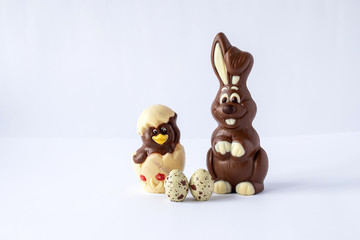 chocolate easter bunny and eggs