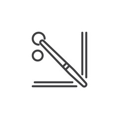 Pool billiards table top view line icon. linear style sign for mobile concept and web design. Snooker balls and cue outline vector icon. Symbol, logo illustration. Pixel perfect vector graphics
