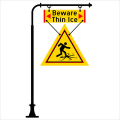 Beware Thin Ice Sign