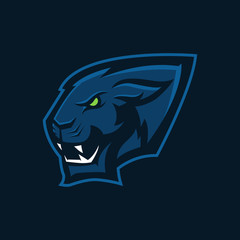 Modern professional logo for sport team. Panther mascot. Panthers, vector symbol on a dark background.