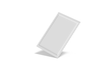 White blank sachet packaging for food, cosmetics and medicines, mock up template on isolated white background, ready for design presentation, 3d illustration