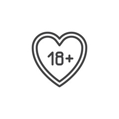 18 content heart line icon. linear style sign for mobile concept and web design. Adults only, love outline vector icon. Symbol, logo illustration. Pixel perfect vector graphics