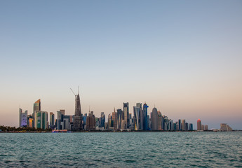 Doha City Center Skyscrapers, Qatar During the Sunset