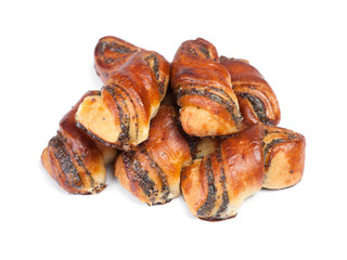 Heap of fresh buns with poppy seed