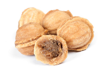 Group of homemade nuts cookies with condensed milk