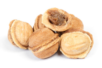 Group of homemade nuts cookies with condensed milk