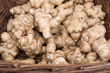 Basket of Sunchokes at the farmers market
