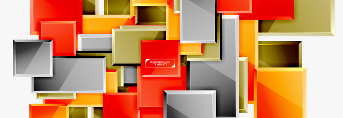 Fototapeta premium Geometrical design squares abstract banner, glossy shiny effects