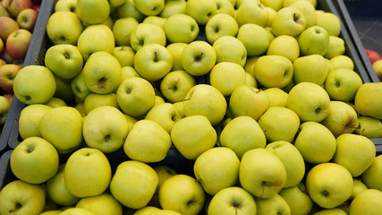 apples full frame . Fresh apple texture in market. store background