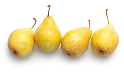 fresh yellow pears isolated on white background