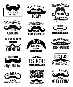 Movember men health mustaches lettering icons