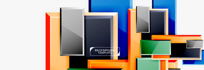 Fototapeta premium Geometryczny wzór kwadratów abstrakcyjny baner, błyszczące efekty błyszczące