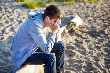 Sad Young Man outdoor