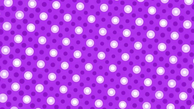Purple pop art circles pattern background with white bubble circles spinning in a high definition colorful backdrop motion video clip