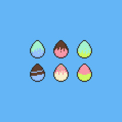 Pixel easter egg icon set.8bit.