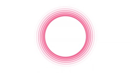 Soft pink light rings spiraling and glowing in a center circle with a white background in a high definition motion video clip - Powered by Adobe