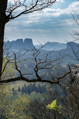 View from Kuhstall on the Landscape of the in Saxon Switzerland.