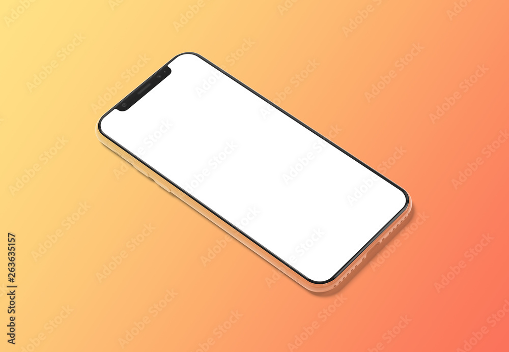 Poster Modern smartphone mockup on gradient background 3D rendering