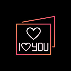 I Love You Card vector colored thin line icon or logo element on dark background