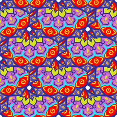 Fototapeta na wymiar Colorful Hand drawn floral mandala seamless background. Vector illustration.