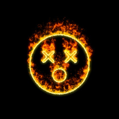 The symbol dizzy burns in red fire