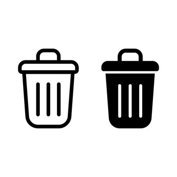 Recycle Icons. Set Of 2 Editable Filled Recycle Icons Such As Trash Bin, Delete Trash Bin