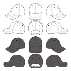 Baseball Cap fashion flat sketch template