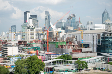 Blur bangkok cityscape background construction site