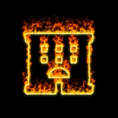 The symbol hotel burns in red fire