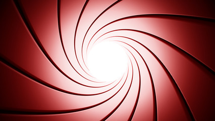 Swirling gun barrel background. Red color tones. 3D illustration - obrazy, fototapety, plakaty