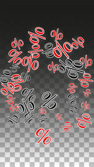 Luxury Vector Gold Percentage Sign Confetti on Transparent. Percent Sale Background. Business, Economics Print. Discount Illustration. Promotion Poster. Black Friday Banner. Special offer Template.