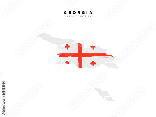 Georgia Detailed Map With Flag Of Country Painted In