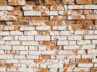 Empty Vintage Red Brick Wall Texture. Building Facade