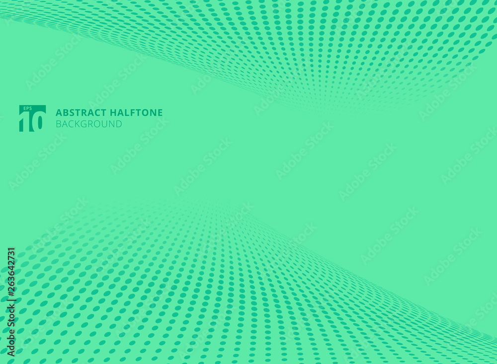 Sticker abstract pattern dots green color halftone perspective background.