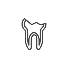 Decayed teeth line icon. Chipped tooth broke linear style sign for mobile concept and web design. Cracked tooth outline vector icon. Dentistry, stomatology and dental care symbol, logo illustration