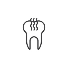 Unhealthy Tooth line icon. linear style sign for mobile concept and web design. Stinky tooth outline vector icon. Bad mouth breath symbol, logo illustration. Pixel perfect vector graphics