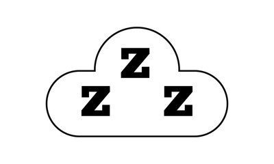 Sleep icon. Three z in cloud. Snooze symbol for your design. Vector illustration.
