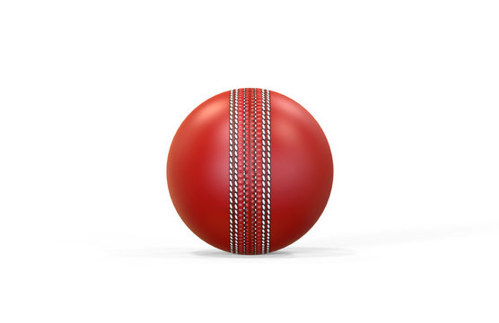 Red shiny cricket ball for international test match on isolated white background, 3d illustration