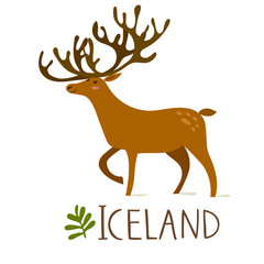 Iceland nature vector symbol deer with text 