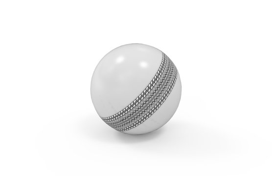 White shiny cricket ball for one day international match on isolated white background, 3d illustration